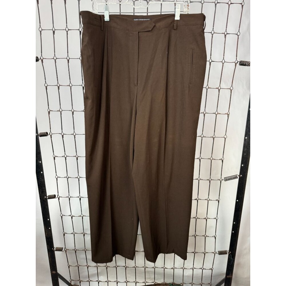 Larry Levine Womens Brown Stretch Pants 20W - 63% Polyester 33% Rayon 4% Spandex